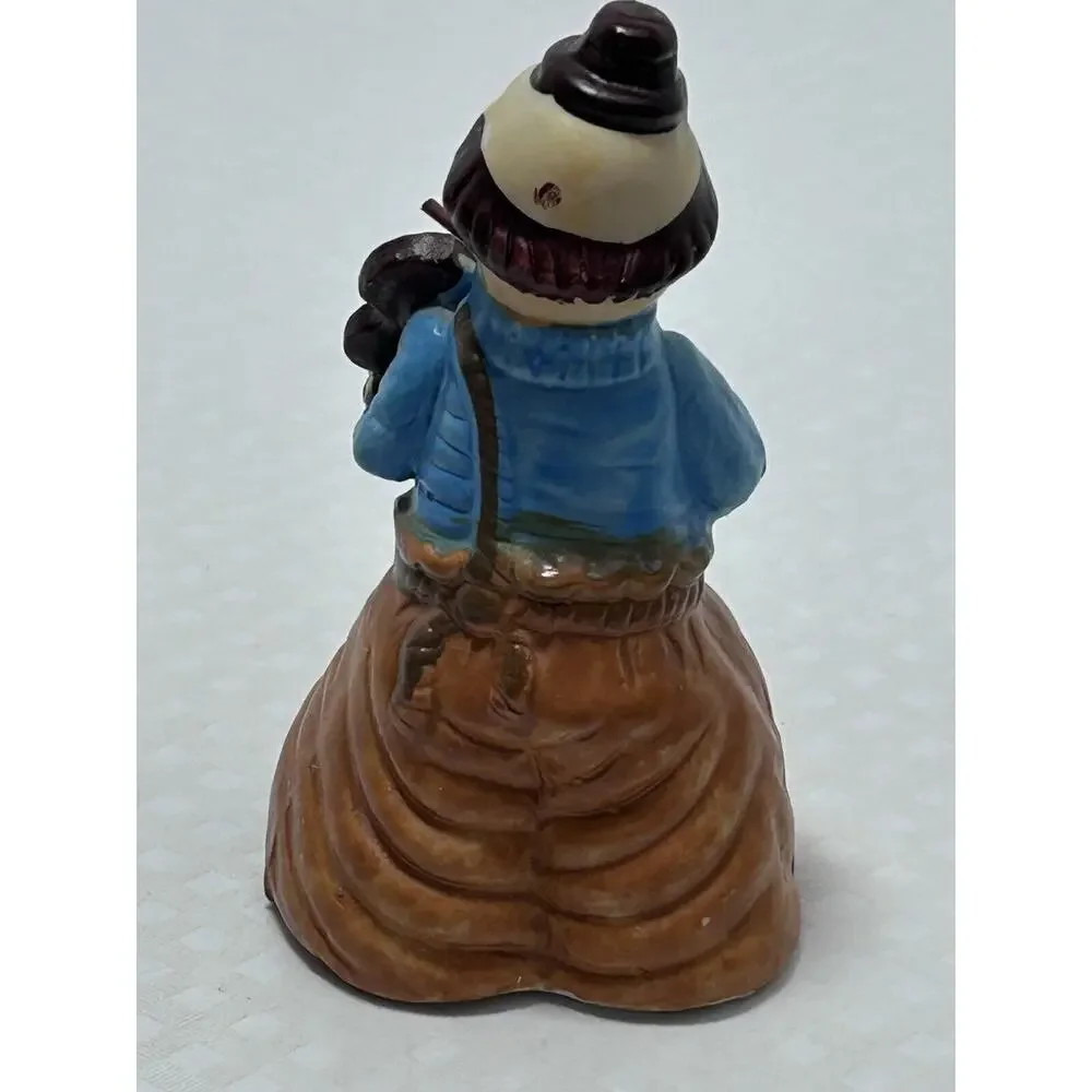 Vintage Happy Violin Hobo Clown‎ Porcelain Figural Bell J.S.N.Y., Taiwan, 4.5”